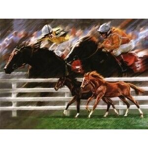 2/$30 SunsOut High Hopes 500 Piece Jigsaw Puzzle 18X24 Kim McElroy Horse Racing